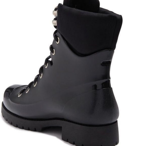 Jeffrey Campbell Foggy Lace-up  Rainboot Black 7 - Picture 3 of 11